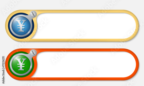 vector buttons with screw and yen symbol