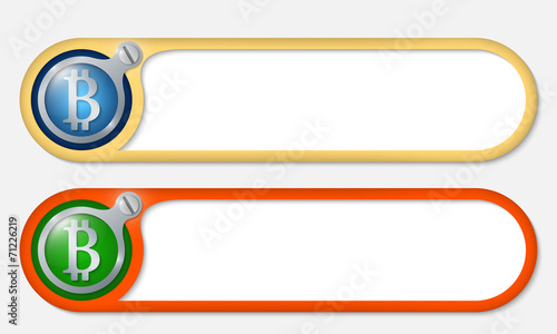 vector buttons with screw and bit coin symbol