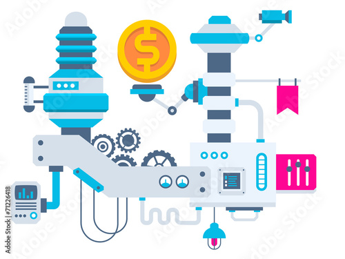 Vector industrial illustration background of the factory for mea