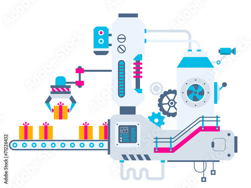 Vector industrial illustration background of the factory for sor