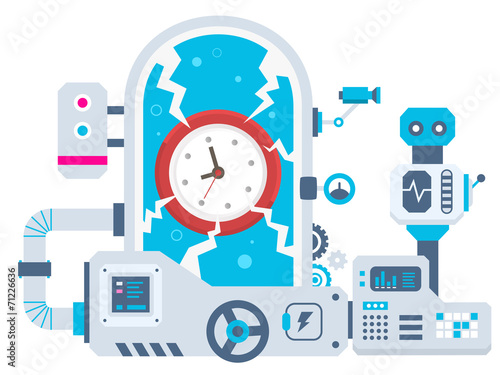 Vector industrial illustration background of the factory for clo