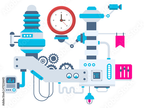 Vector industrial illustration background of the factory for mea