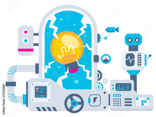 Vector industrial illustration background of the factory for bul