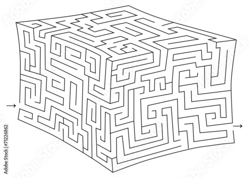Vector 3d cube maze (labyrinth)