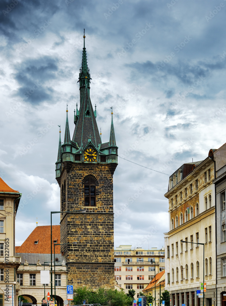 Fototapeta premium The Henry's Bell Tower (Jindrisska tower) in Prague, Czech Repub