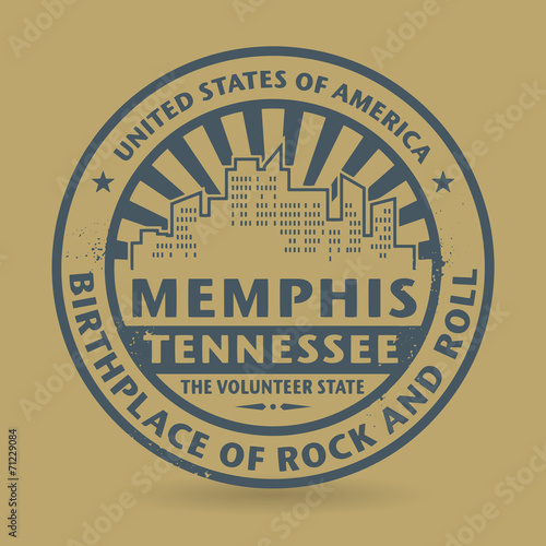 Grunge rubber stamp with name of Tennessee, Memphis