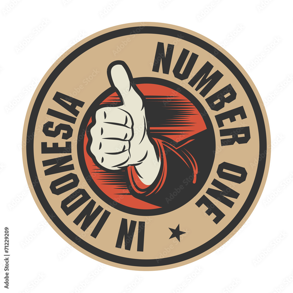 Abstract grunge rubber stamp with text Number One in Indonesia