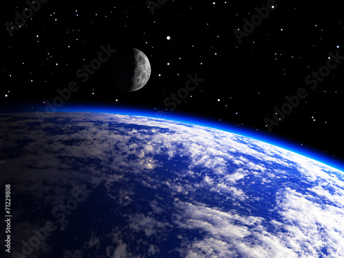 Fototapeta Naklejka Na Ścianę i Meble -  Earth Planet with a Moon