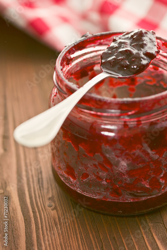 fruity jam in spoon
