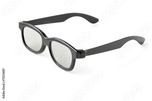 Eye glasses (3D cinema glasses) on white background