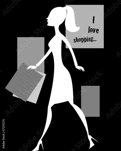Silhouette bianca con shopping bags