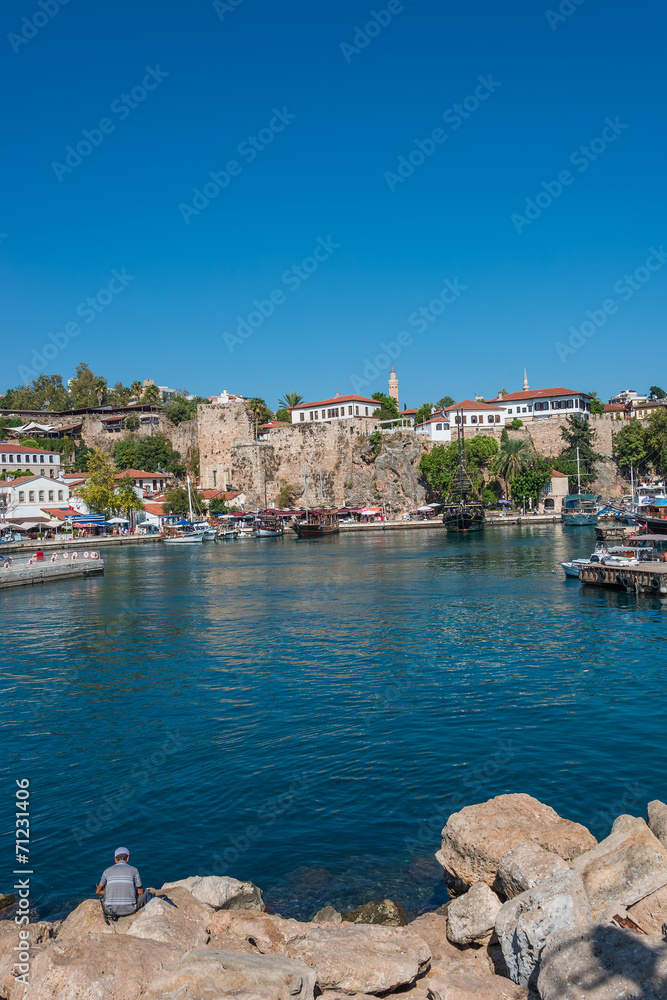 Old harbor and downtown called Marina in Antalya, Turkey