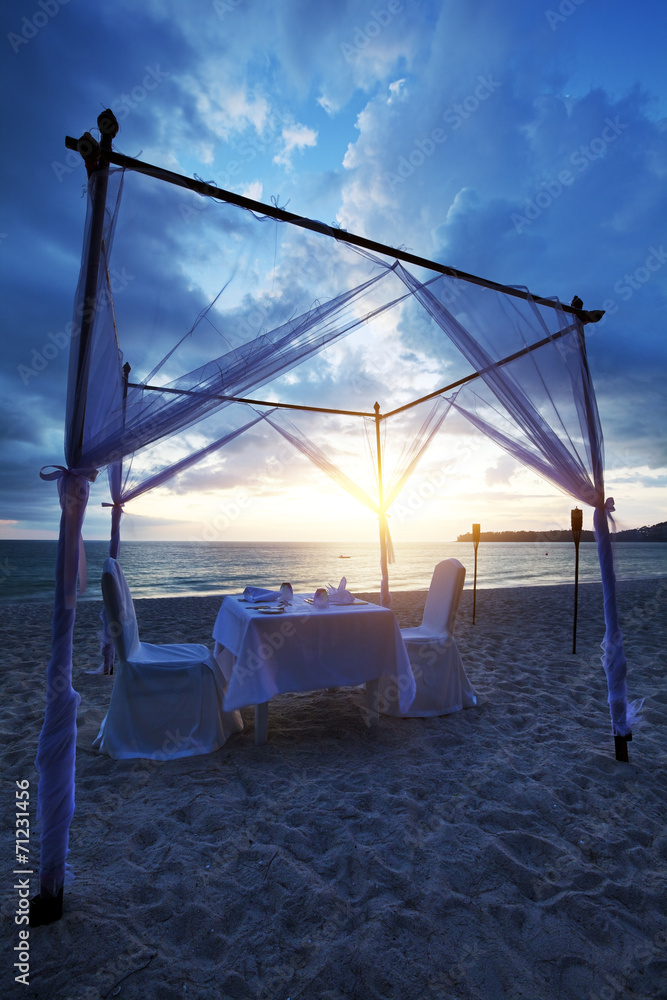 A good place for romantic dinner on the beach A good place for romantic dinner on the beach