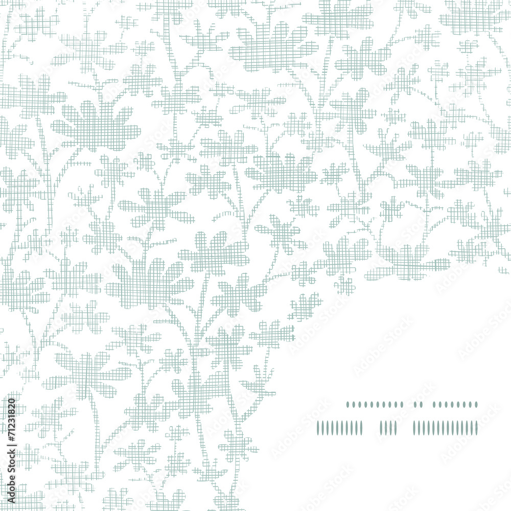 Vector abstract gray bush leaves textile frame corner pattern