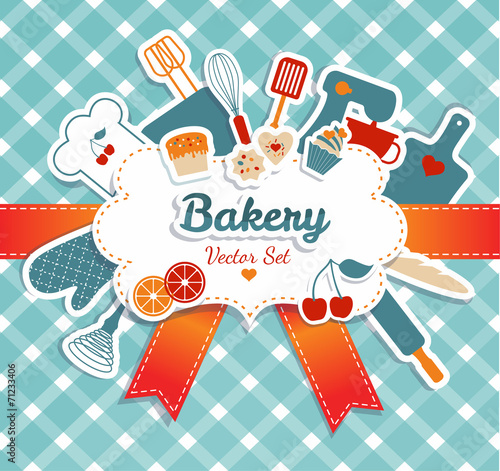 Bakery illustration. Kitchen background.