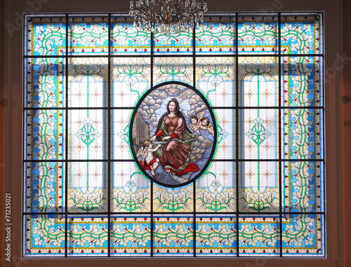 Stained glass window, Great hall of the Moscow Conservatory photo