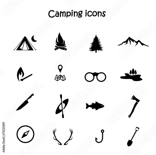 Camping icon set vector