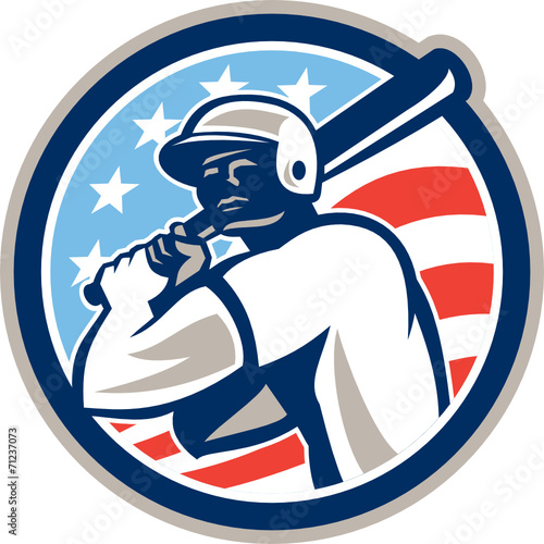 American Baseball Batter Hitter Circle Retro