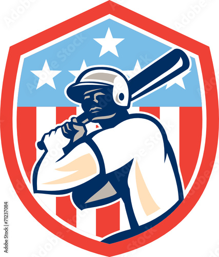 American Baseball Batter Hitter Shield Retro