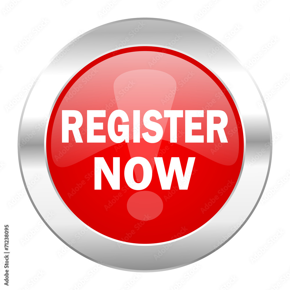 register now red circle chrome web icon isolated register now red circle chrome web icon isolated