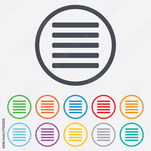 List sign icon. Content view option symbol.