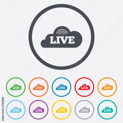 Live sign icon. On air stream symbol.