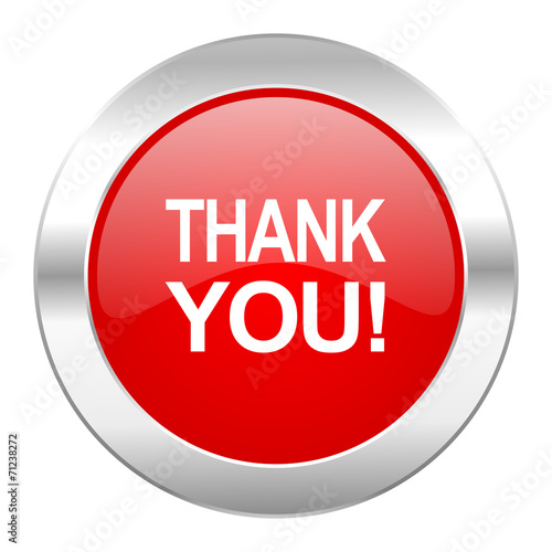 thank you red circle chrome web icon isolated