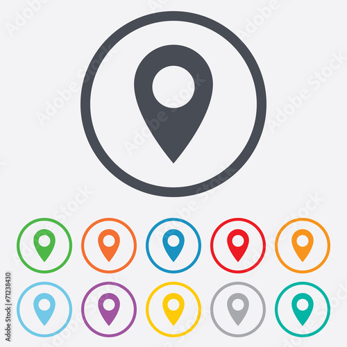 Map pointer icon. GPS location symbol.