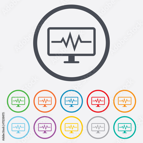 Cardiogram monitoring sign icon. Heart beats.