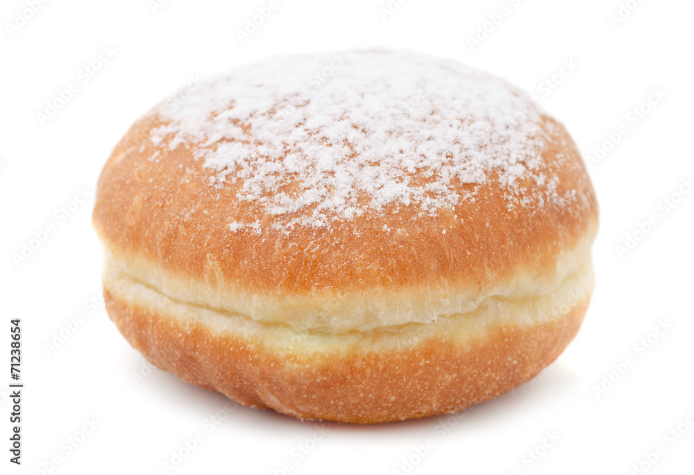 German doughnut berliner with icing sugar German doughnut berliner with icing sugar