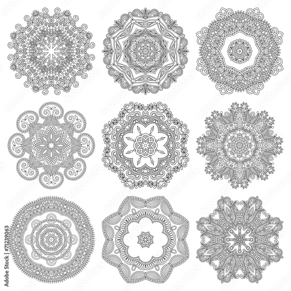 Circle lace ornament, round ornamental geometric doily pattern Circle lace ornament, round ornamental geometric doily pattern