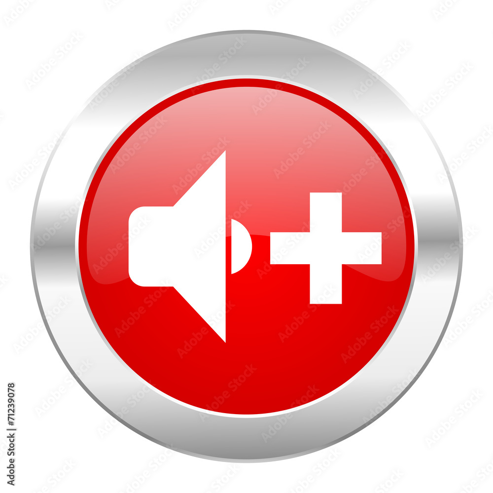 speaker volume red circle chrome web icon isolated speaker volume red circle chrome web icon isolated