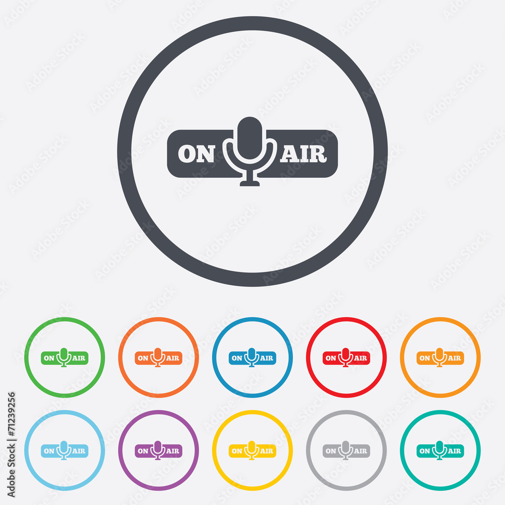 On air sign icon. Live stream symbol. On air sign icon. Live stream symbol.