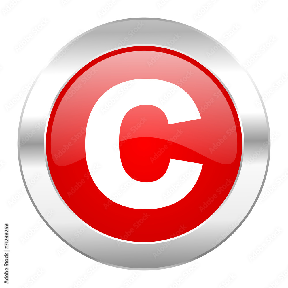 copyright red circle chrome web icon isolated