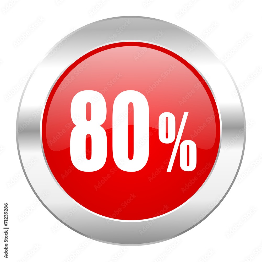 80 percent red circle chrome web icon isolated 80 percent red circle chrome web icon isolated