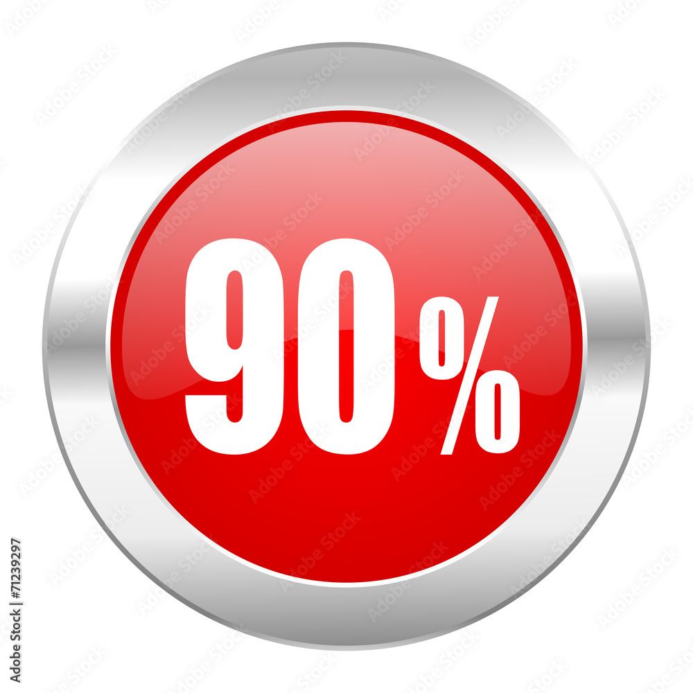 90 percent red circle chrome web icon isolated 90 percent red circle chrome web icon isolated