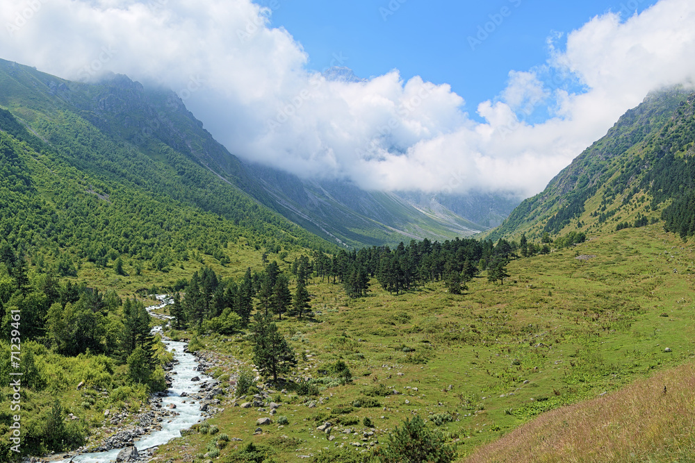 Valley of Bilyagidon river, Caucasus, Russia
