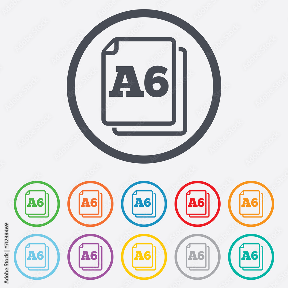 Paper size A6 standard icon. Document symbol. Paper size A6 standard icon. Document symbol.