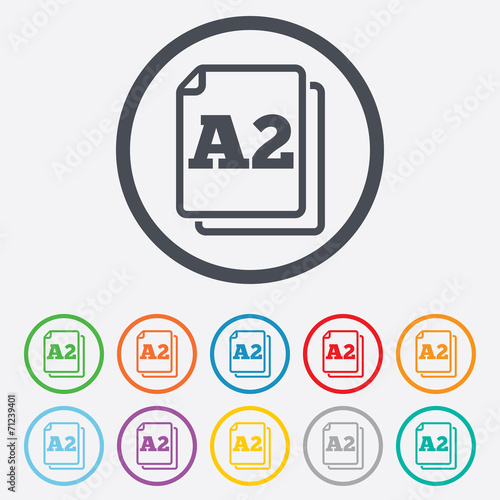 Paper size A2 standard icon. Document symbol.