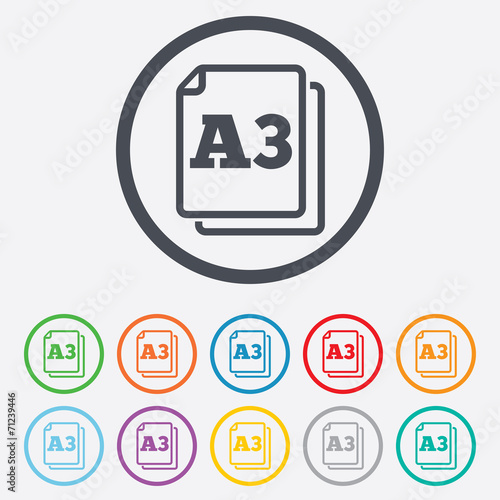 Paper size A3 standard icon. Document symbol.