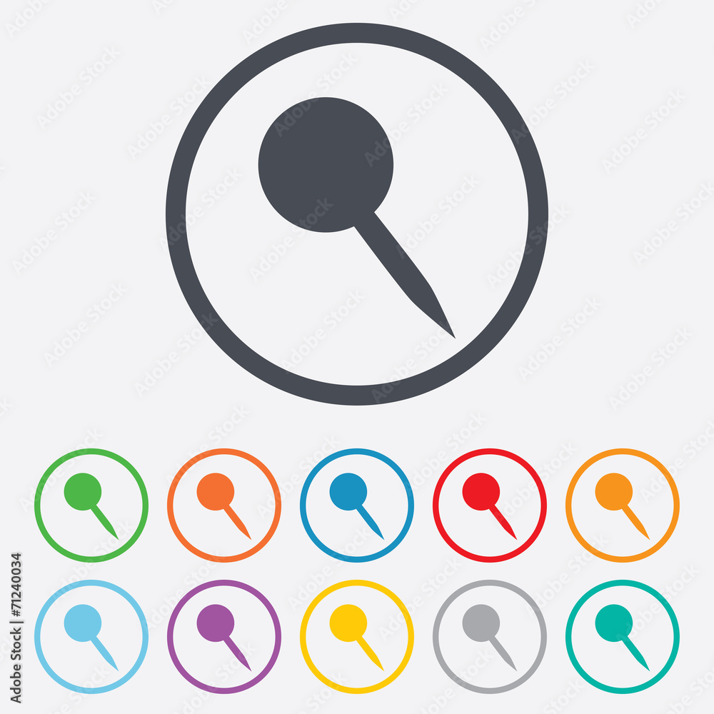 Pushpin sign icon. Pin button. Pushpin sign icon. Pin button.