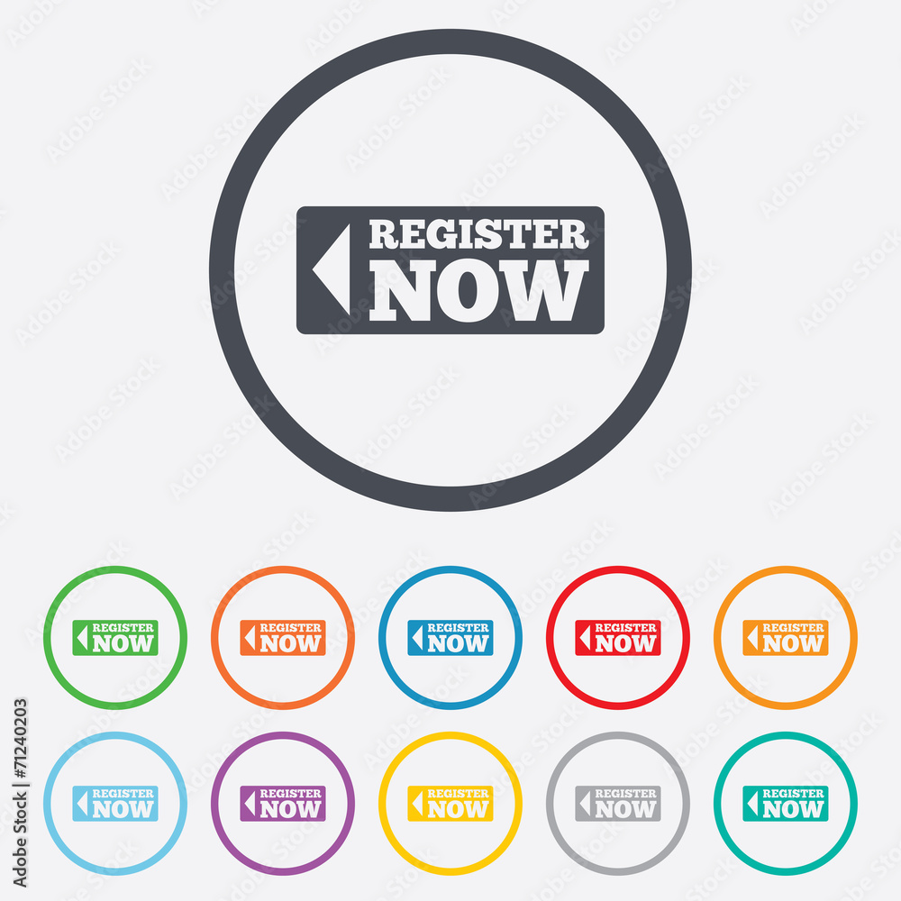 Register now sign icon. Join button symbol. Register now sign icon. Join button symbol.