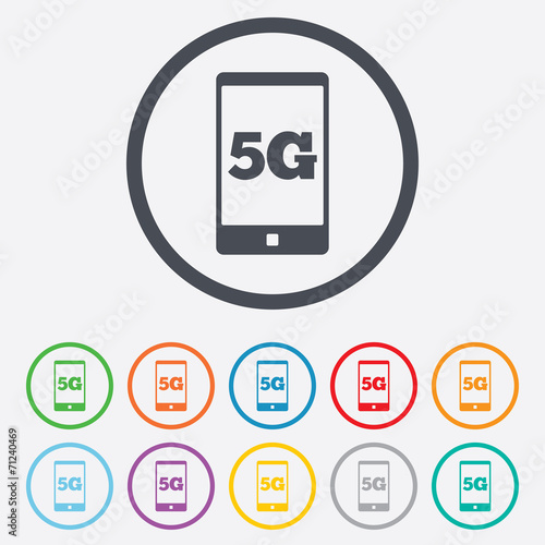 5G sign. Mobile telecommunications technology.
