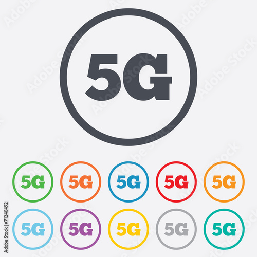 5G sign. Mobile telecommunications technology.