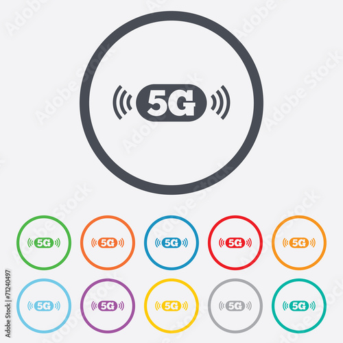 5G sign. Mobile telecommunications technology.
