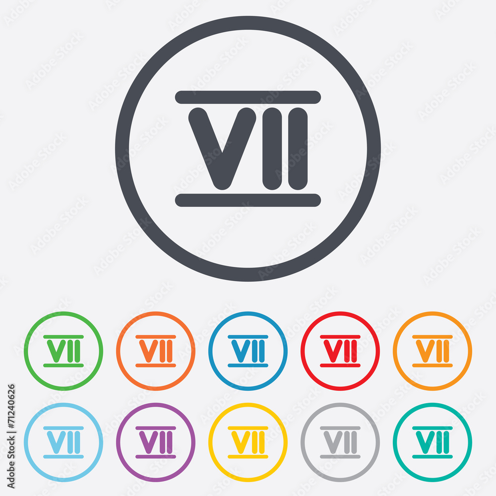 Roman numeral seven icon. Roman number seven sign. Roman numeral seven icon. Roman number seven sign.