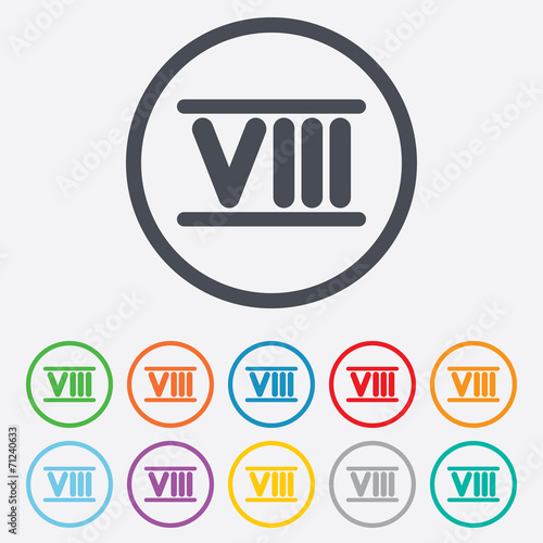 Roman numeral eight icon. Roman number eight sign.