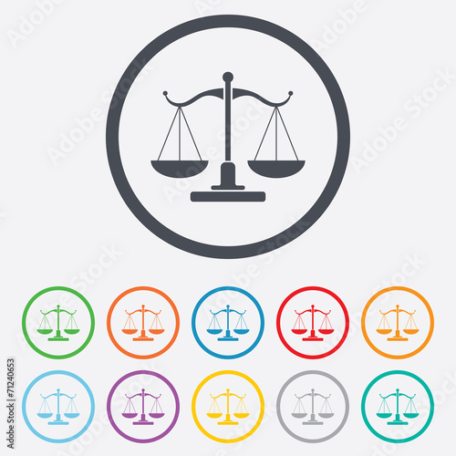 Scales of Justice sign icon. Court of law symbol