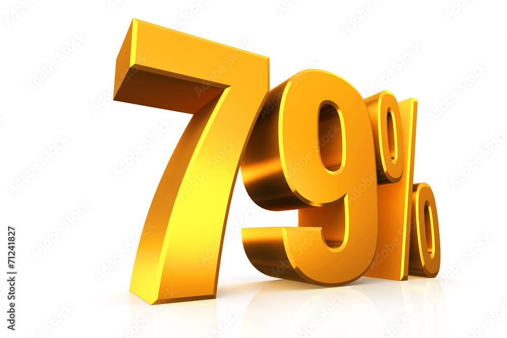 3D render text in 79 percent in gold 3D render text in 79 percent in gold