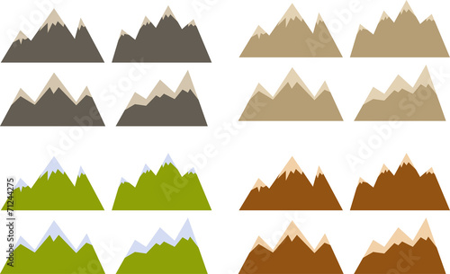Vector pack of various mountains silhouettes and shapes